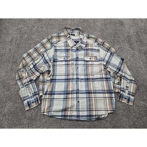 Lot of 2 George Button Up Shirt Mens XL Plaid Long Sleeve Pockets Flannel Casual